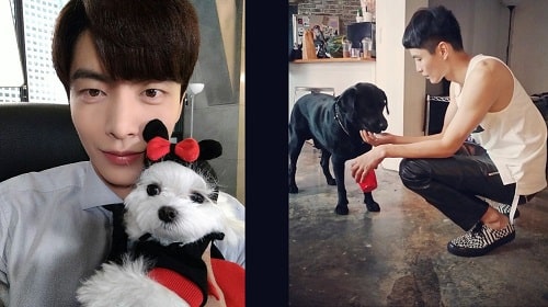 A picture of Lee Min-ki is a dog lover.